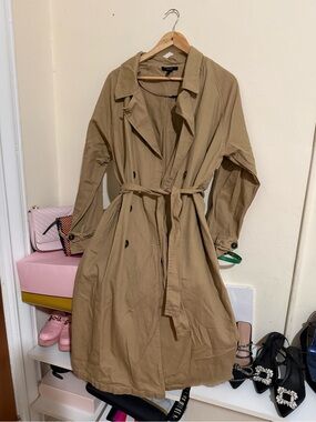 Forever 21 Khaki Trench Coat with Waist Tie
